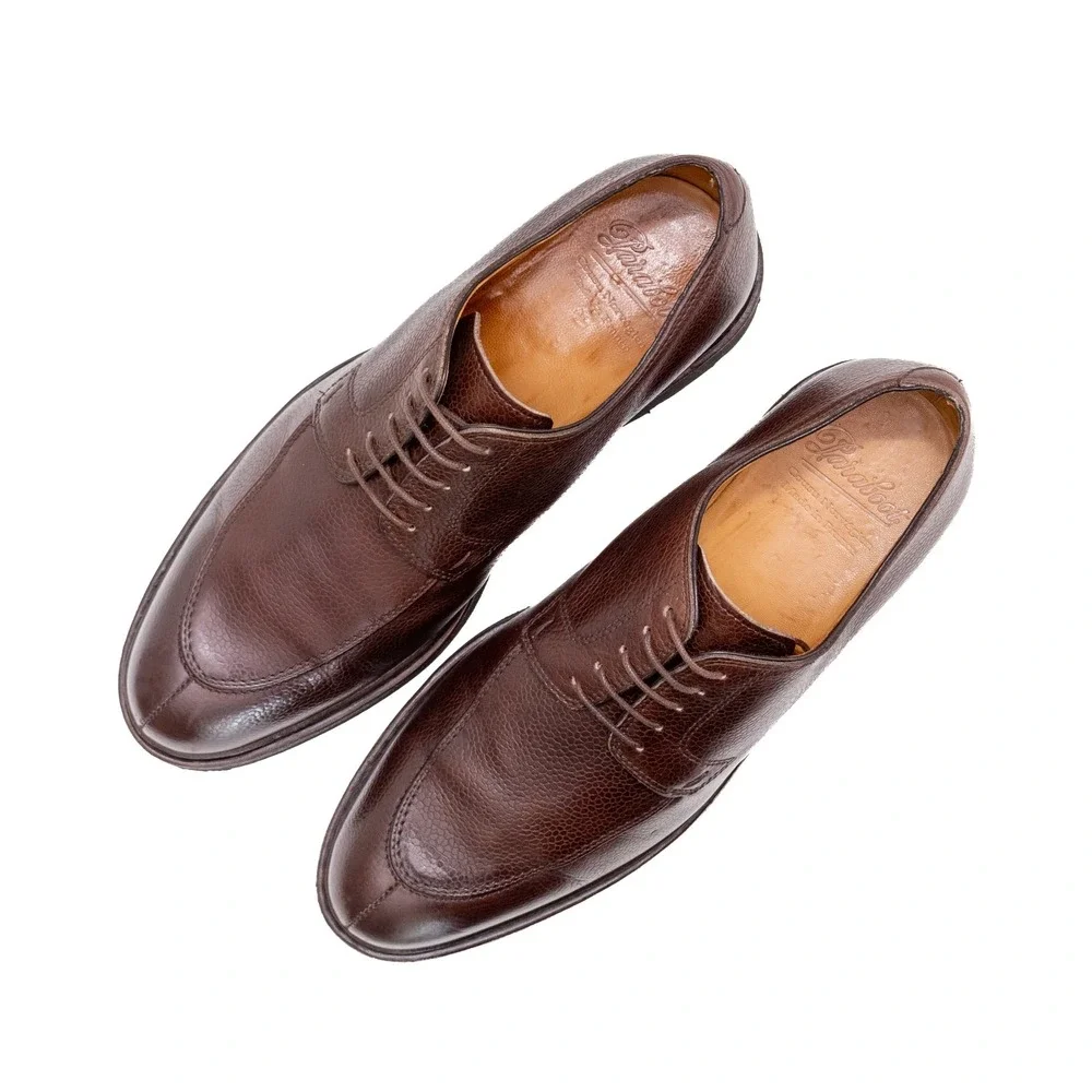 Paraboot Rousseau  Split Toe Lace Up Brown Grain Leather Derby Shoes Size US 8.5